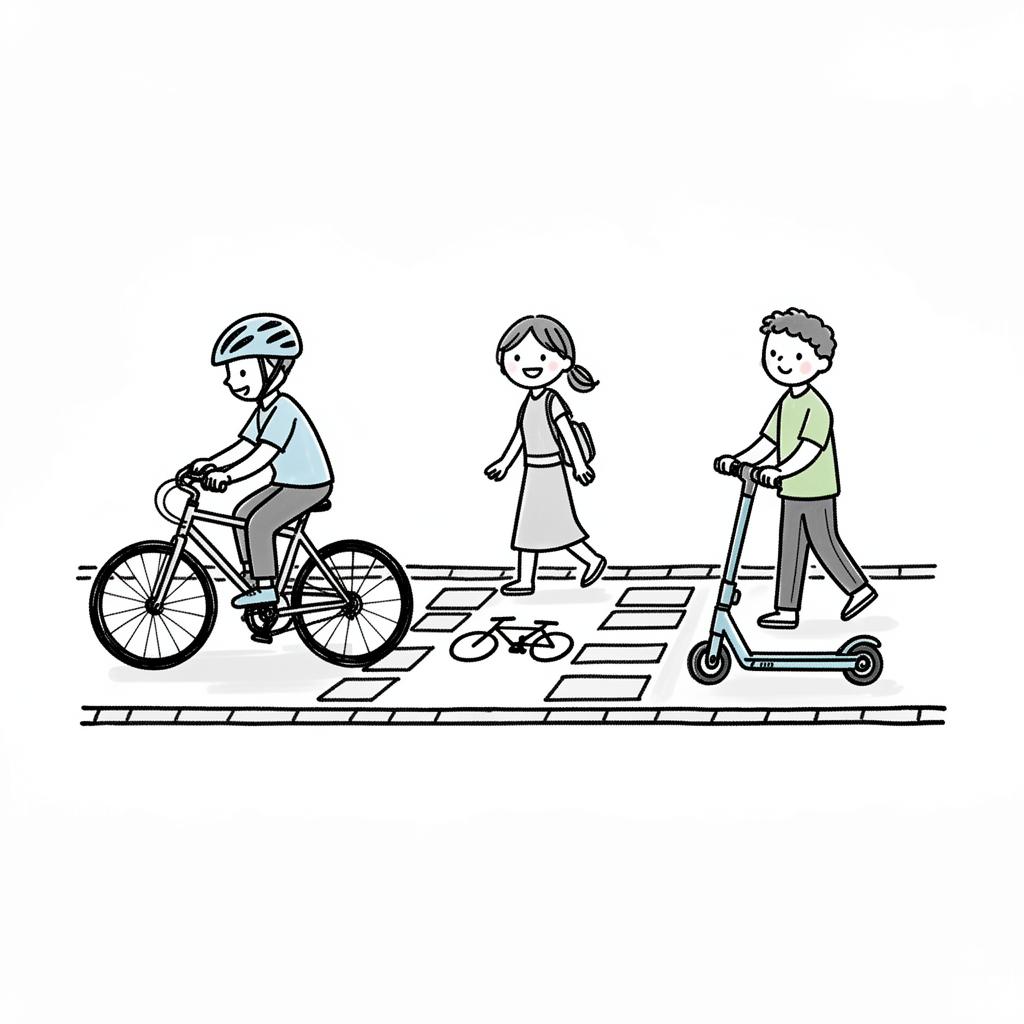 Ciclisti, pedoni e monopattini